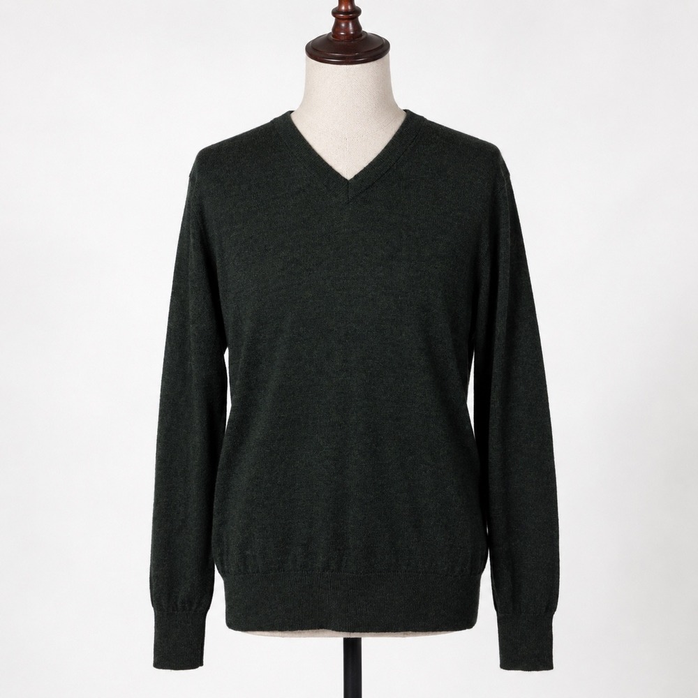 Orvis Mens Forest Green 100% Merino Wool V-Neck Sweater Size M 292726 F/23